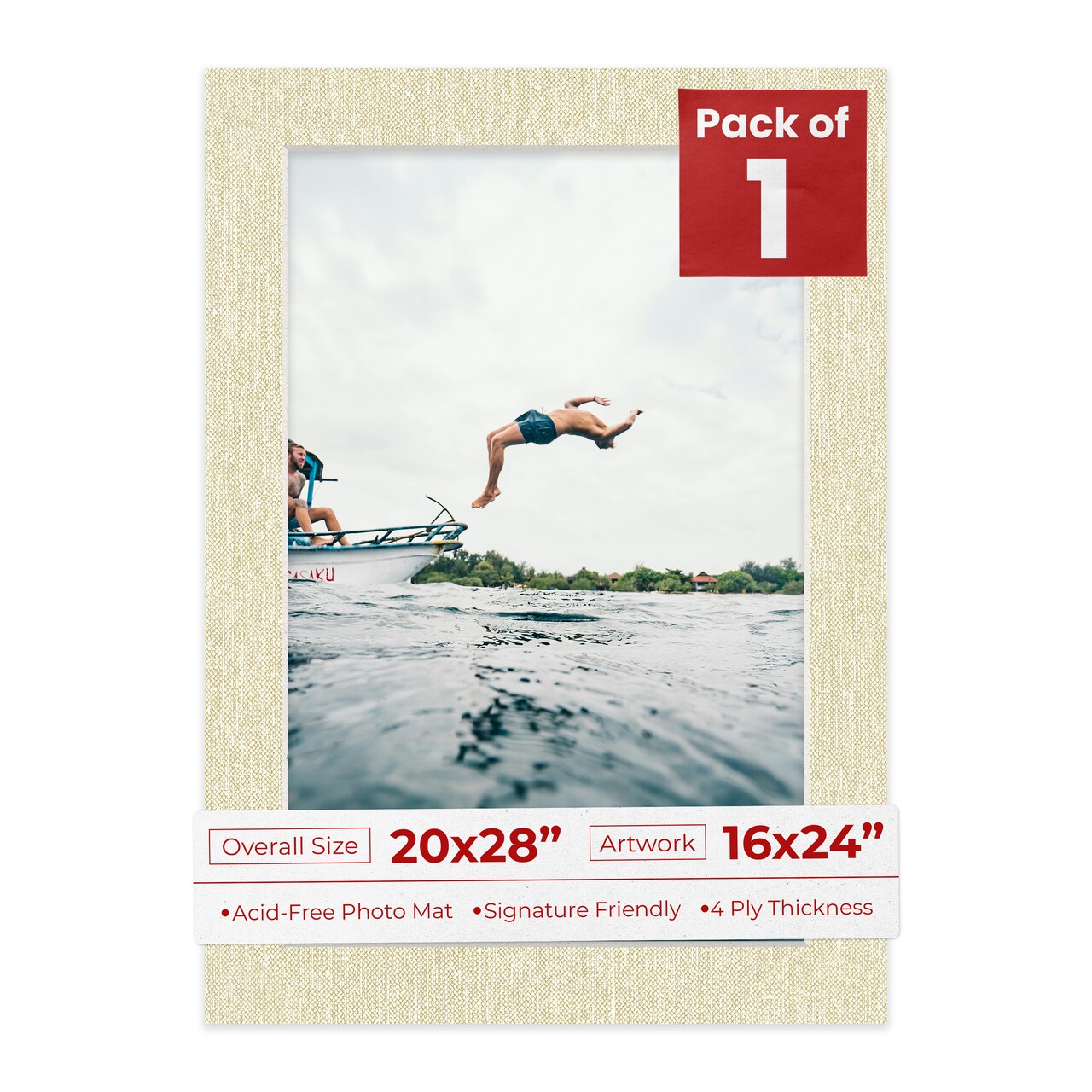Off White Canvas Mat Board for 20x28 Frames - Fits 16x24 Photos
